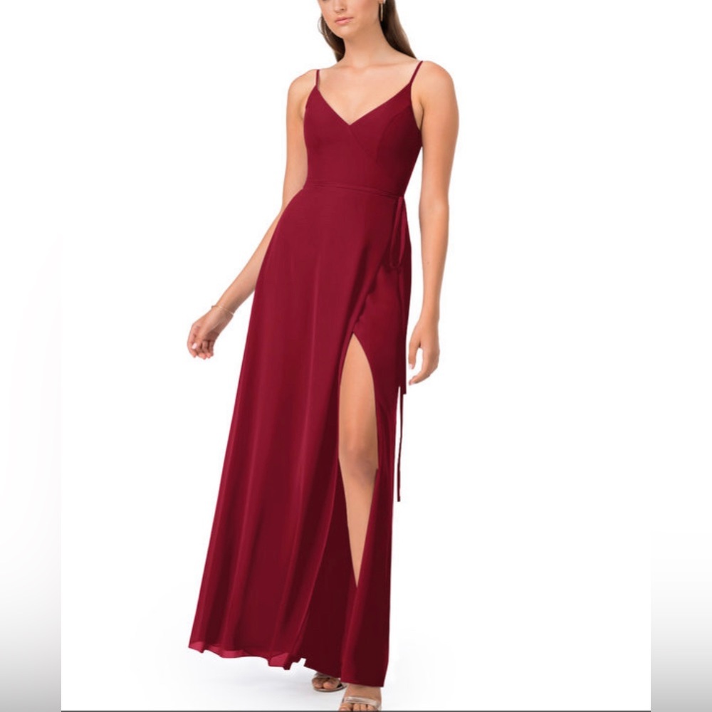 Azazie Burgundy Chiffon Tajera A4